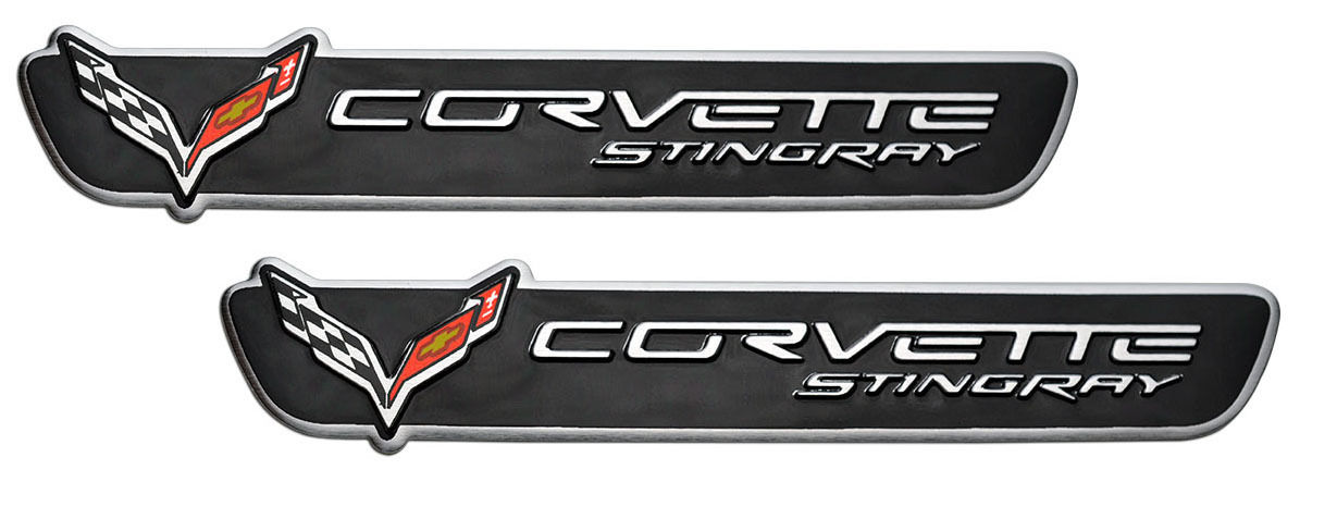 C7 Corvette Stingray, Emblems, Badges, Dash Plaque, Black,  Pair