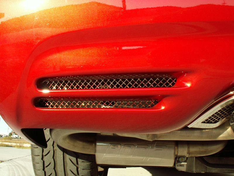 1997-2004 C5 Corvette, Vent Grilles Laser Mesh Rear Bumper  2pc, 100% Stainless Steel.