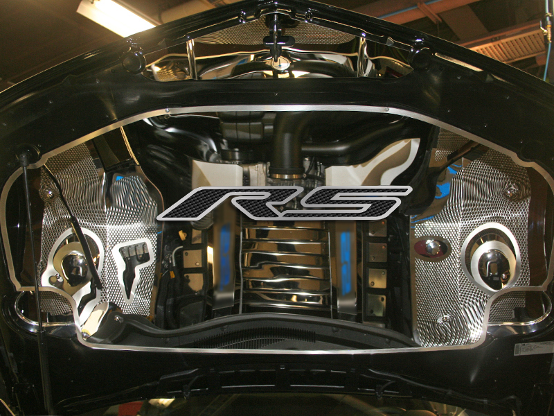 2010-2018 Camaro Hood Panel Emblem Satin Carbon Fiber "RS", ; Fits 2010-2018 Camaros, ; with Black Carbon