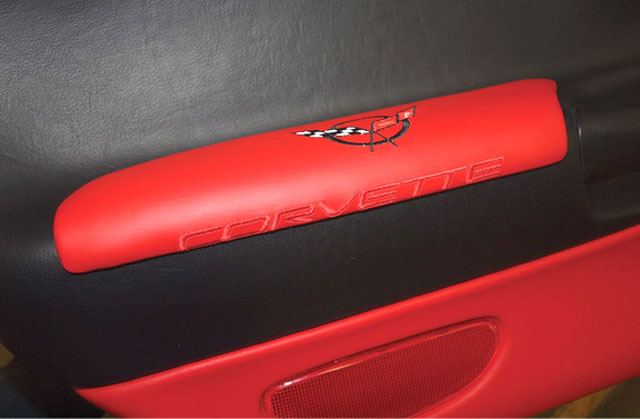 C5 Corvette Custom Leather Arm Rest Pad w/Embroiderd Logo