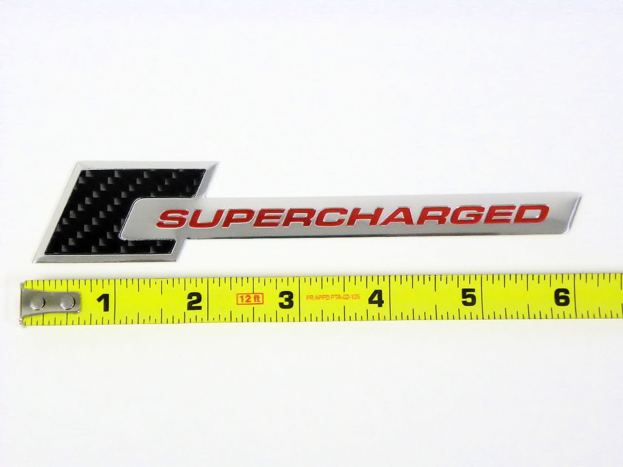 Billet Aluminum ZR1 Style SUPERCHARGED Carbon Fiber Red Lettering Emblem Plate