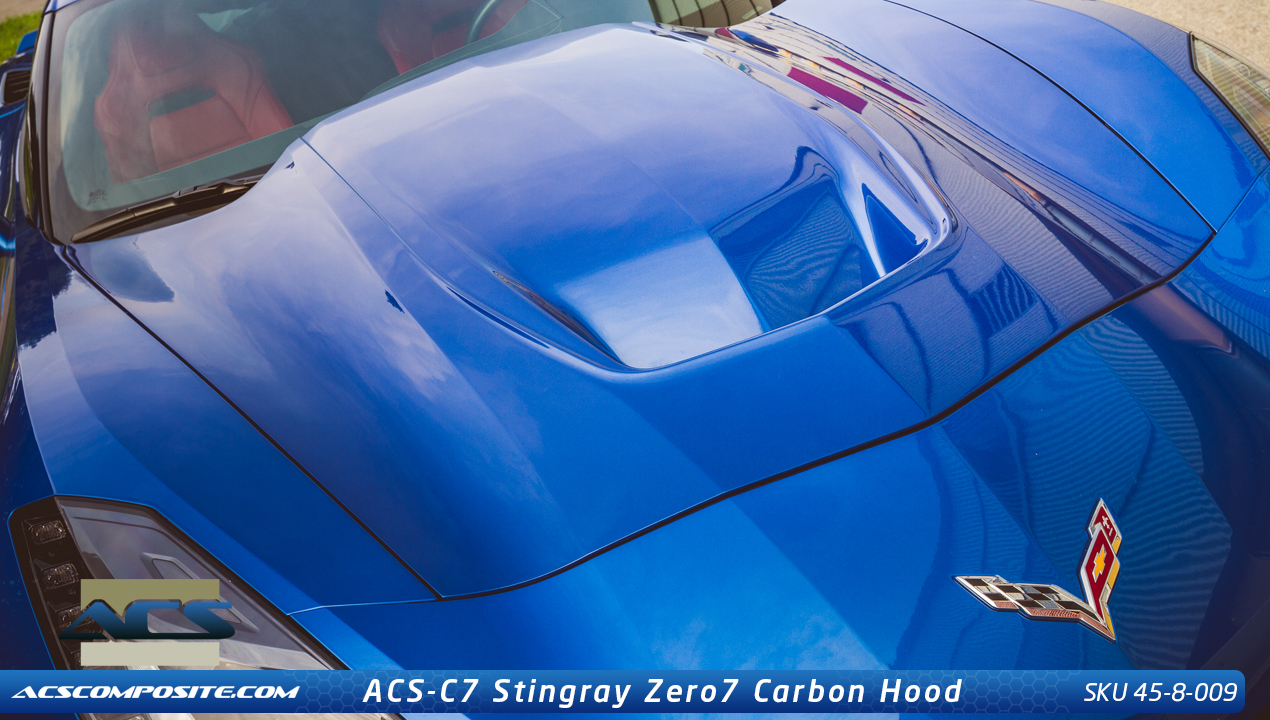 2014+ C7 Corvette Stingray ACS Heat Extractor Carbon Fiber Hood Standard Version