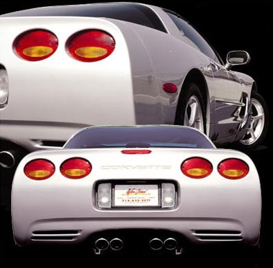 C5 Corvette European Taillight Set, Red and Clear lens with Amber Bulbs