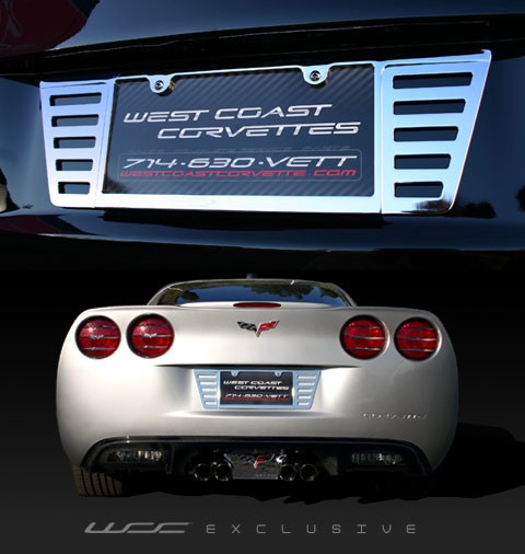 C6 Corvette Rear Billet License Plate Frame, Bolts on Bottom