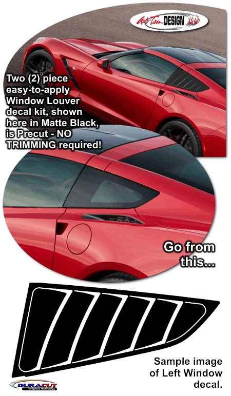 C7 Corvette Simulated Window Louver Decal Set, Style 1, Single Color