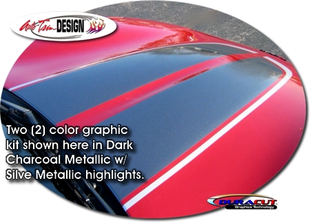 C6 Base, Z06, Grand Sport Corvette Body & Hood Rally Stripe Kit Style 1, One Color