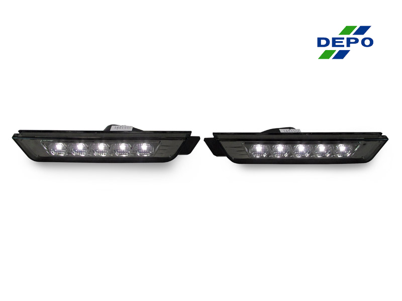 2010-2015 Chevrolet Camaro Rear only Crystal Black Side Bumper Side Marker Lights with Bulbs