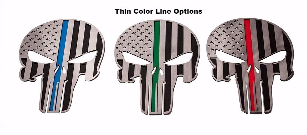 American Pride Patriot  Skull 6'' Thin Green Line Polished Stainless 1pc American Pride Patriot Skull 6'' Polished Stainless 1pc