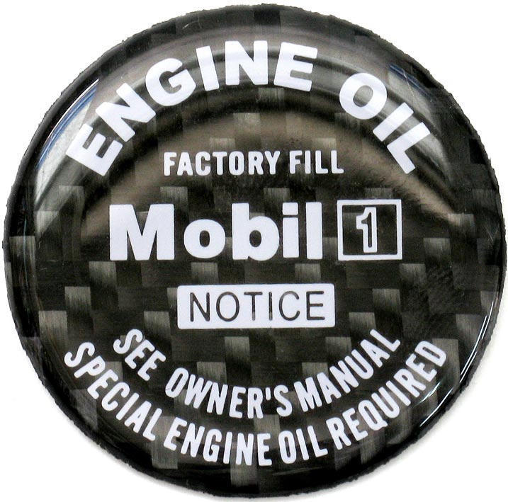 Oil Cap Emblem Round 37.5mm MOBIL 1 "Factory Fill" Carbon Fiber C5 C6 Corvette