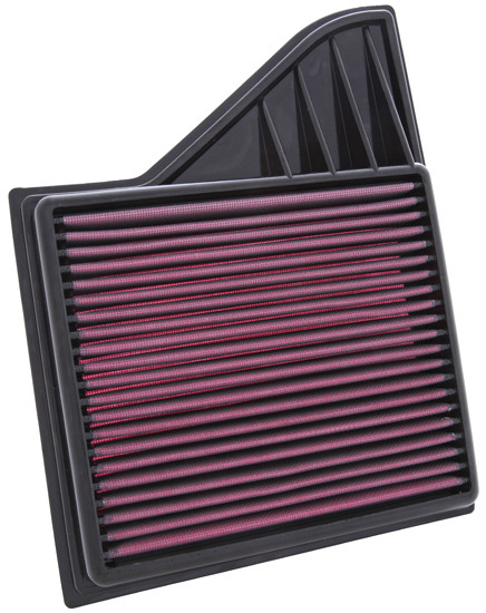 K & N Air Filter Element, Panel, 12-1/4 x 9-5/8 in, 1-1/4" Tall, Reusable Cotton, Ford Mustang 2010-14, Each