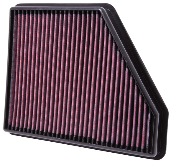 K & N Air Filter Element, Panel, 11-5/8 x 9-1/8 in, 1-5/8" Tall, Reusable Cotton, Chevy Camaro 2010-14, Each