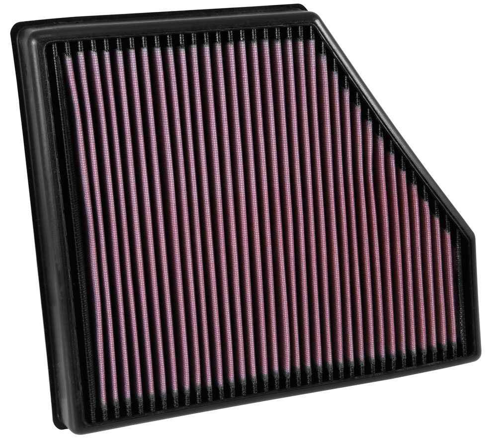 K & N Air Filter Element, Panel, 11-7/8 x 10-1/4 in, 1-5/8" Tall, Reusable Cotton, SS, Chevy Camaro 2016, Each