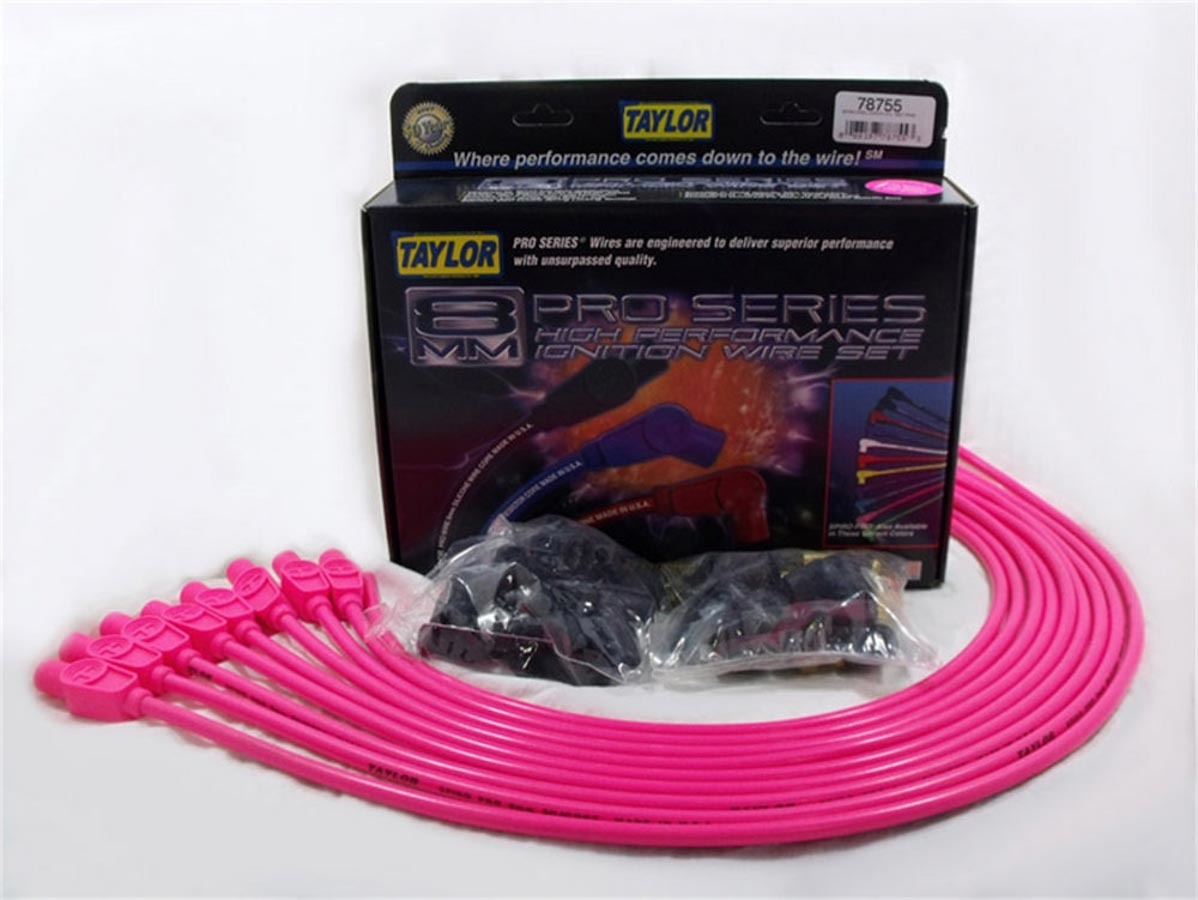 Spark Plug Wire Set, Spiro-Pro, Spiral Core, 8mm, Hot Pink, Straight Plug Boots, HEi/Socket Style, Cut-To-Fit, V8 Spark Plug Wire Set, Spiro-Pro, Spiral Core, 8mm, Hot Pink, Straight Plug Boots, HEi/Socket Style, Cut-To-Fit, V8