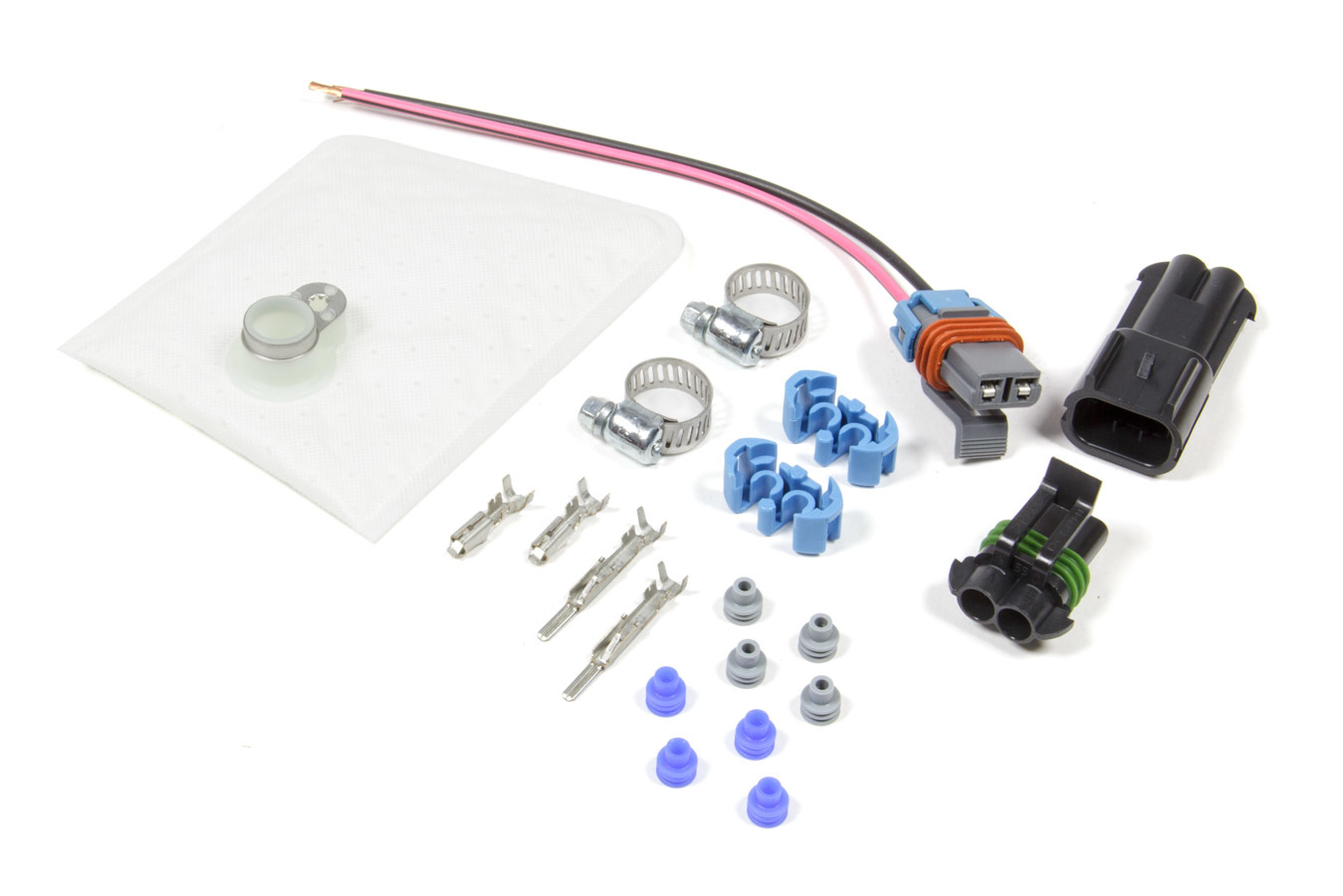 Walbro 450 LPH E85 Compatible Fuel Pump Wiring Harness, Filter, Clamp Kit for C6 Corvette