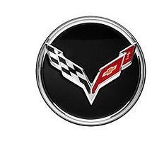 C7 Corvette Stingray Crossed Flags Black Genuine GM OEM Wheel Center Cap