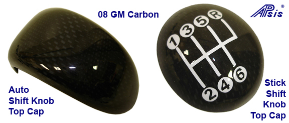 C6 Corvette 06-UP Real Black Carbon Fiber, Automatic Shift Knob Top Cap, Not an Overlay