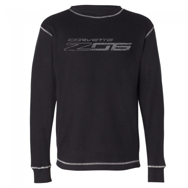Corvette C7 Z06 Logo Vintage Corvette Thermal, Log Sleeved Shirt, Black Corvette C7 Z06 Logo Vintage Corvette Thermal, Log Sleeved Shirt, Black