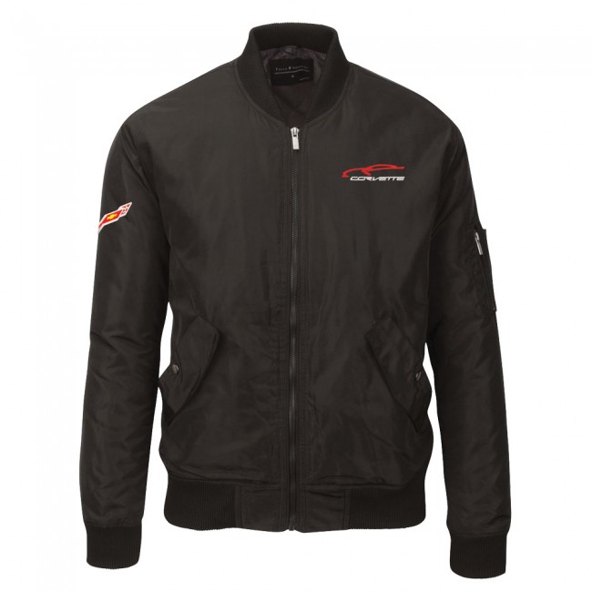 Corvette C7 Crossed Flag Logo Wingover Bomber Jacket
Black Corvette C7 Crossed Flag Logo Wingover Bomber Jacket
Black
