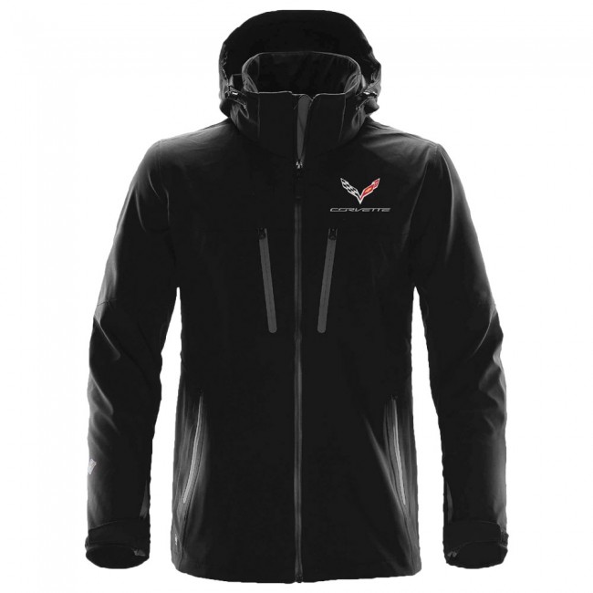 Corvette C7 Crossed Flag Logo Men’s Patrol Soft Shell - Black/Carbon Corvette C7 Crossed Flag Logo Men’s Patrol Soft Shell - Black/Carbon