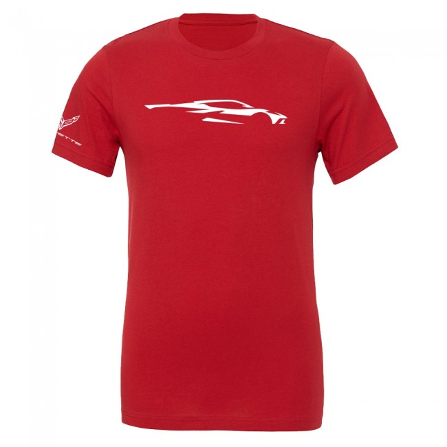 C8 Corvette, Next Generation Corvette Silhouette Jersey Tee - Red C8 Corvette, Next Generation Corvette Silhouette Jersey Tee - Red