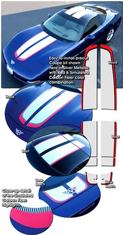 C5 Corvette Commemorative Edition Style Rally Graphic Stripe Kit, Coupe
