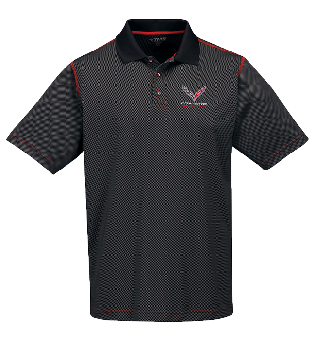 C7 Corvette Carbon Fiber/Red Moisture Wick Corvette Racing Polo C7 Corvette Carbon Fiber/Red Moisture Wick Corvette Racing Polo