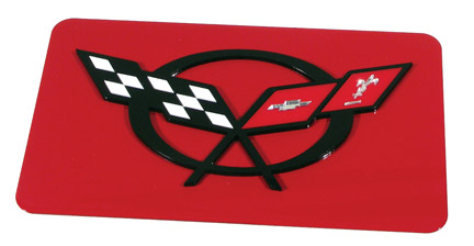 Exhaust Plate - Torch Red With C5 Logo, C5 Corvette
