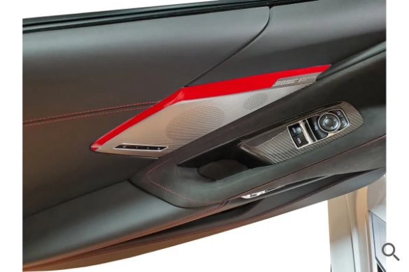 C8 2020-2024 Chevrolet Corvette Door Panel Speaker Accent Stripes, Matte Red