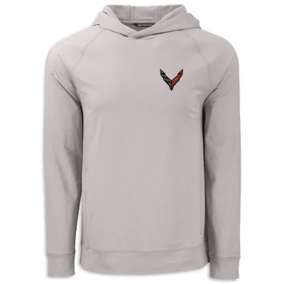 C8 Corvette Men's Hooded Pullover - Polished Heather Moisture Wicking UPF 50+