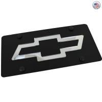 Chevrolet Bowtie License Plate on Black Steel