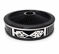 Granatelli Beauty Bandz Black Air Filter Assembly - Checkered Flag - 7 - 750019