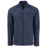 C8 Corvette Men's Full-Zip Jacket Navy Heather Moisture Wicking UPF 50+