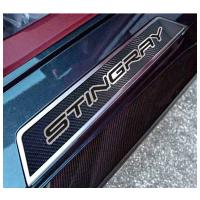 C8 Corvette "Stingray" Carbon Fiber Replacement Door Sills Stainless Steel