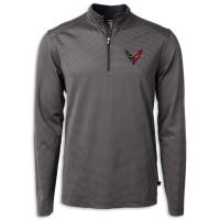 Corvette Cutter & Buck Micro Stripe Quarter-Zip - Black/Gray Moisture Wicking