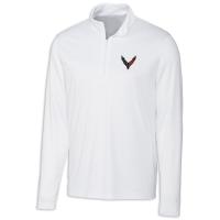 C8 Corvette Performance Half-Zip - White Moisture Wicking UPF 50+