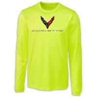 C8 Corvette Long Sleeve Performance T-Shirt - Hi Vis Yellow UPF 50+