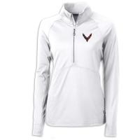 C8 Corvette Women's Crossed Flags Half-Zip - White