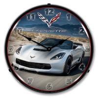 C8 Corvette Convertible in White LED Wall Clock 14"