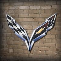 Corvette Crossed Flags Steel Sign 40" x 27"