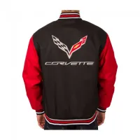 Corvette C7 Logo Varsity Jacket, Black/Red