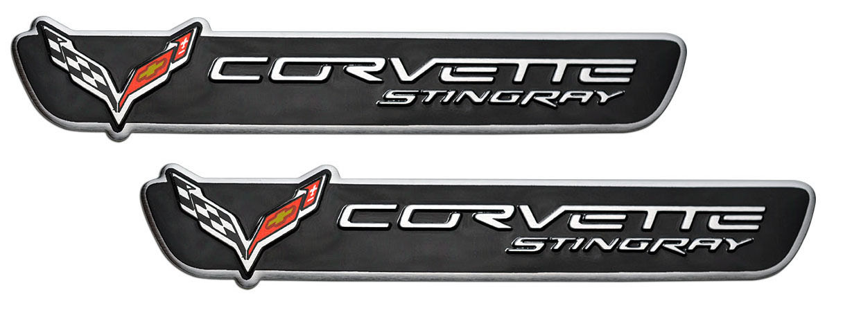 Stingray emblem Chrome Bearfire 2pcs Corvette Stingray Mako Shark Fender Emblem Badge 3D Decal for Corvette Chrome