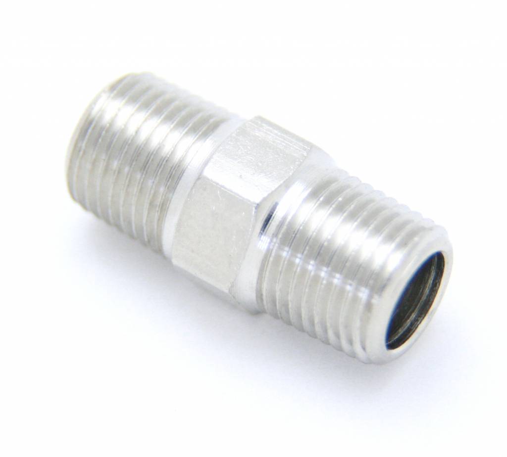 1/8 x 1/8 Inch NPT Straight Fitting Male/Male Stainless Steel Nitrous Outlet