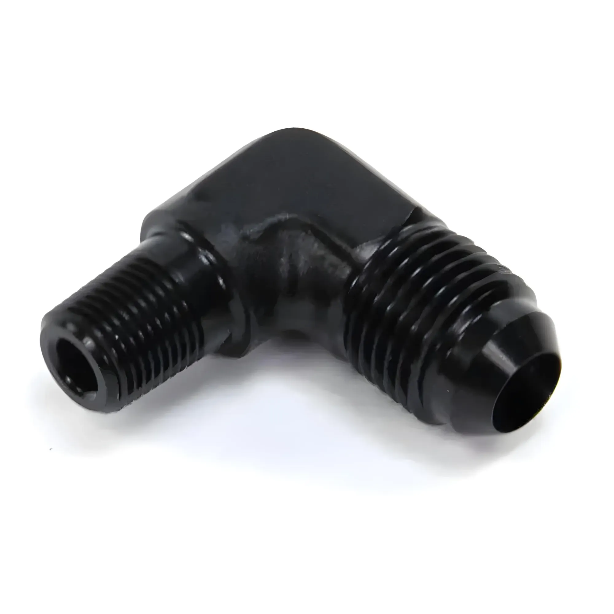 1/8 Inch NPT x 6AN 90 Degree Fitting Male/Male Black Aluminum Nitrous Outlet