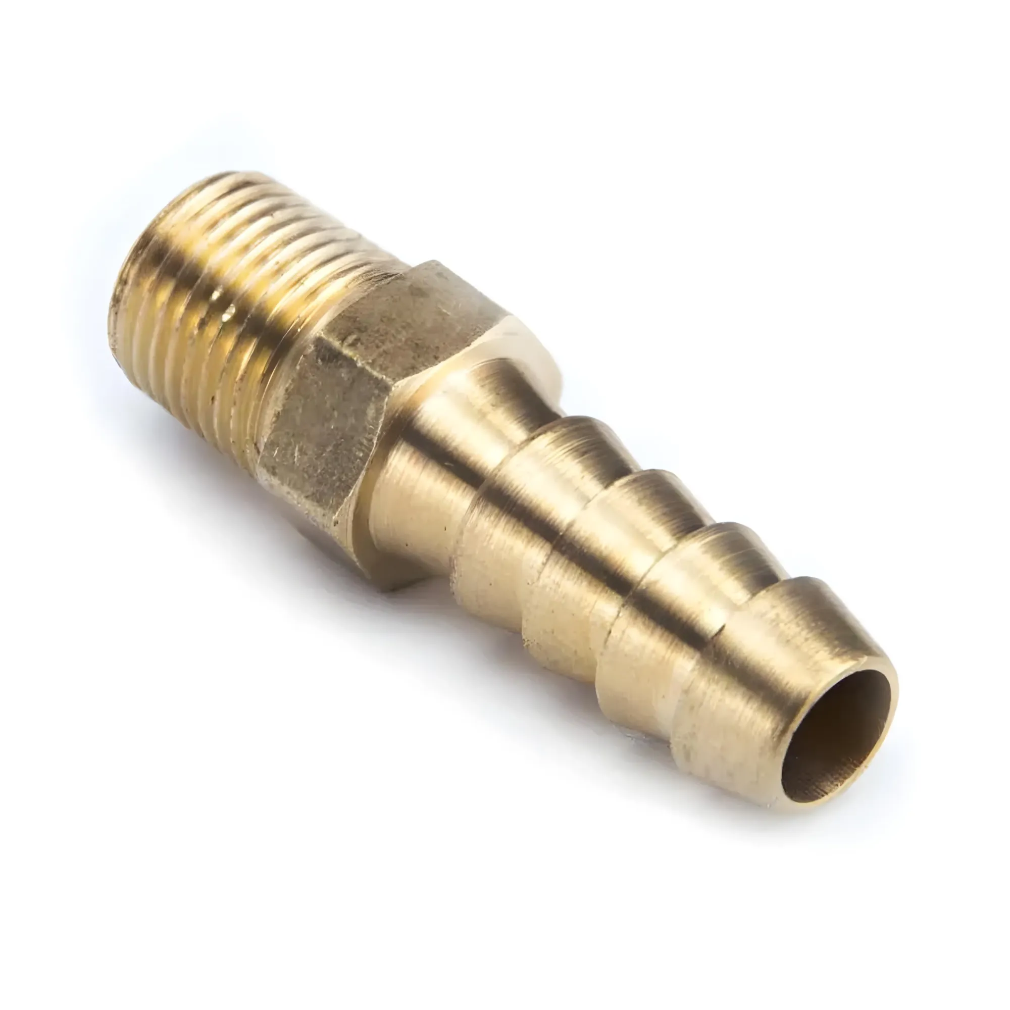 1/8 Inch NPT x 5/16 Inch Straight Hose Barb Fitting Male/Male Gold Nitrous Outle