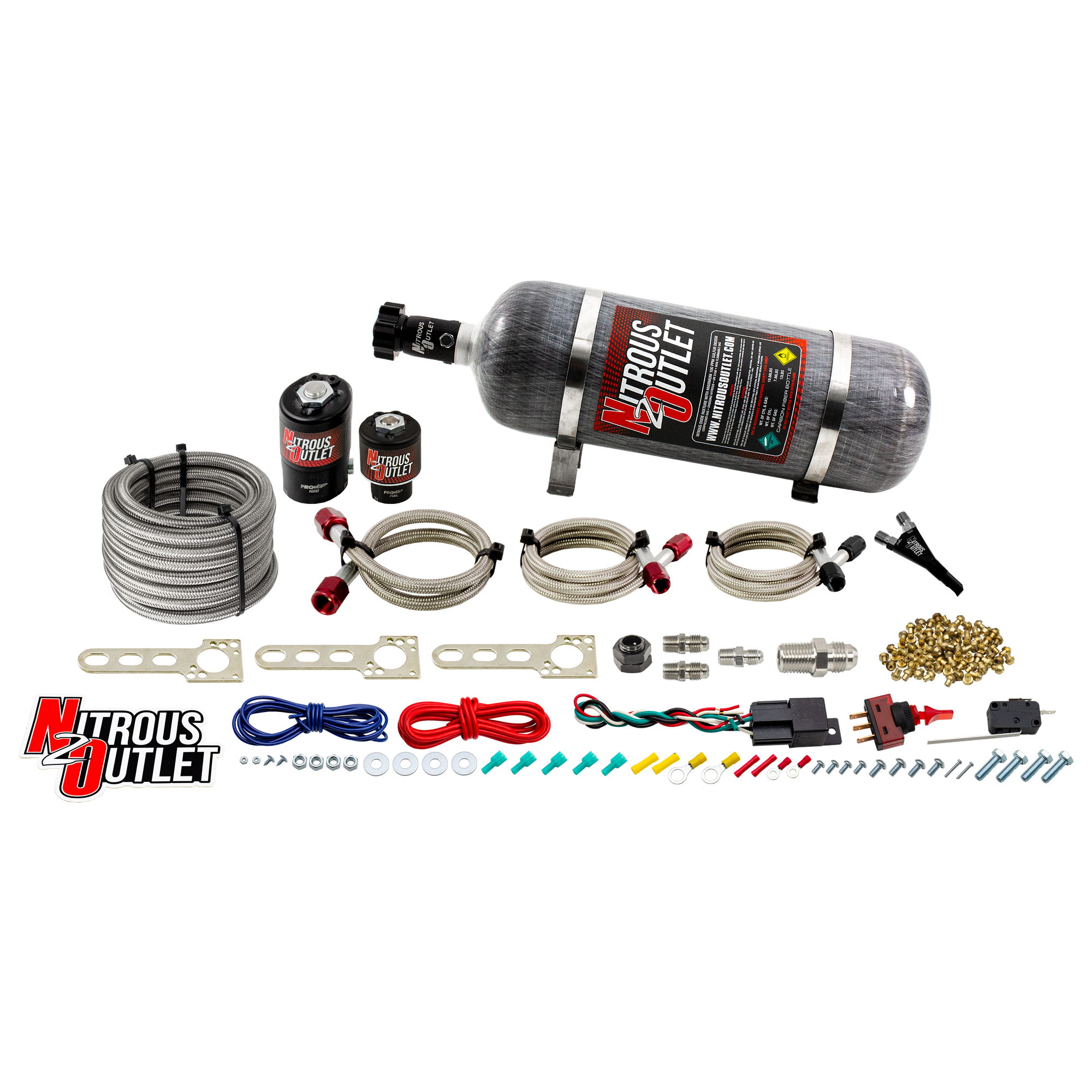 10-20 V6 Camaro EFI Single Nozzle System Gas/E85 5-55psi 35-200 HP 12lb Bottle N