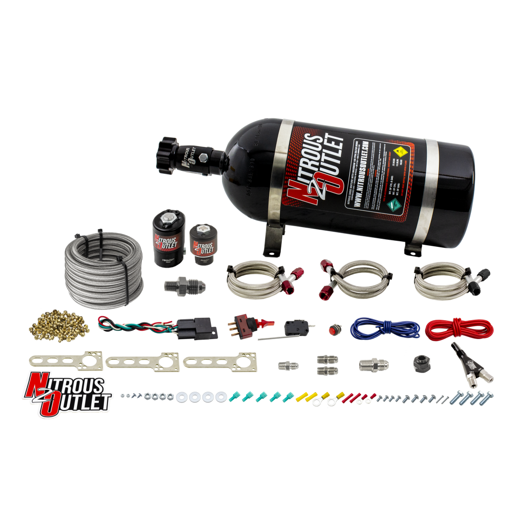 87-98 Mustang All EFI Single Nozzle System Gas/E85 5-55psi 35-200 HP 10lb Bottle