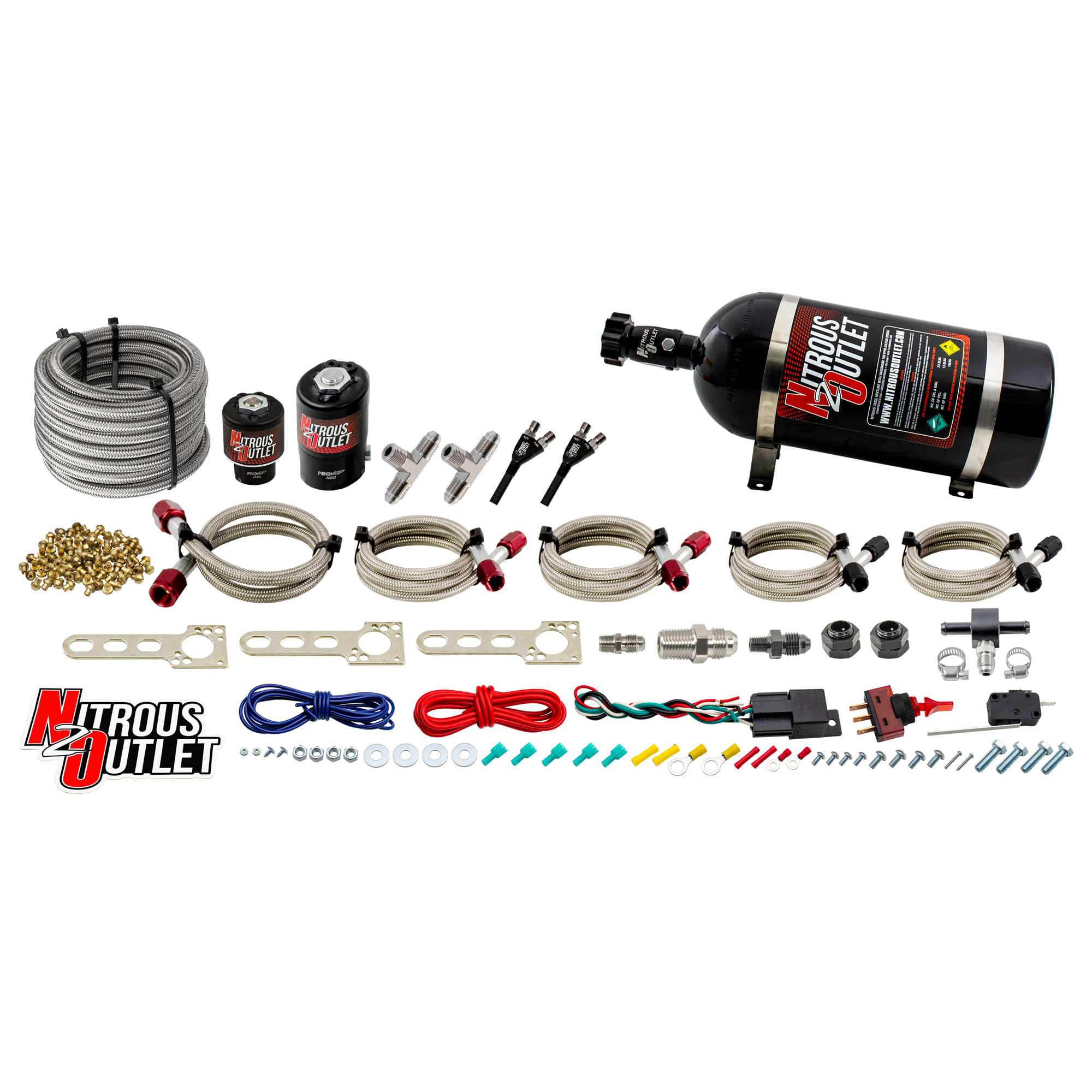 Nitrous Outlet Universal EFI Dual Hydra Nozzle System - Gas/E85 (5-55psi)(100-25