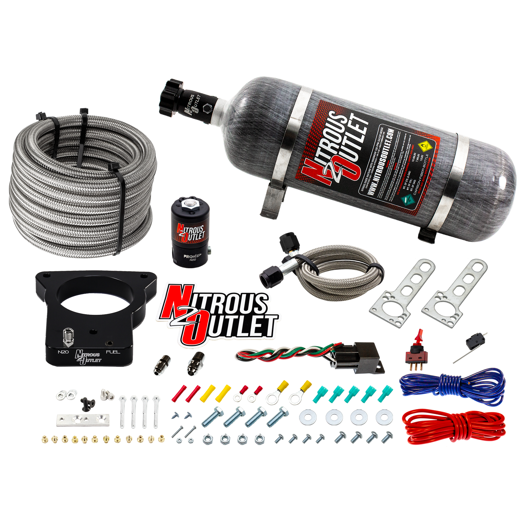 Nitrous Outlet GM 78mm Dry LSX Plate System (50-200HP)(12lb Bottle)(1997-2004 Co