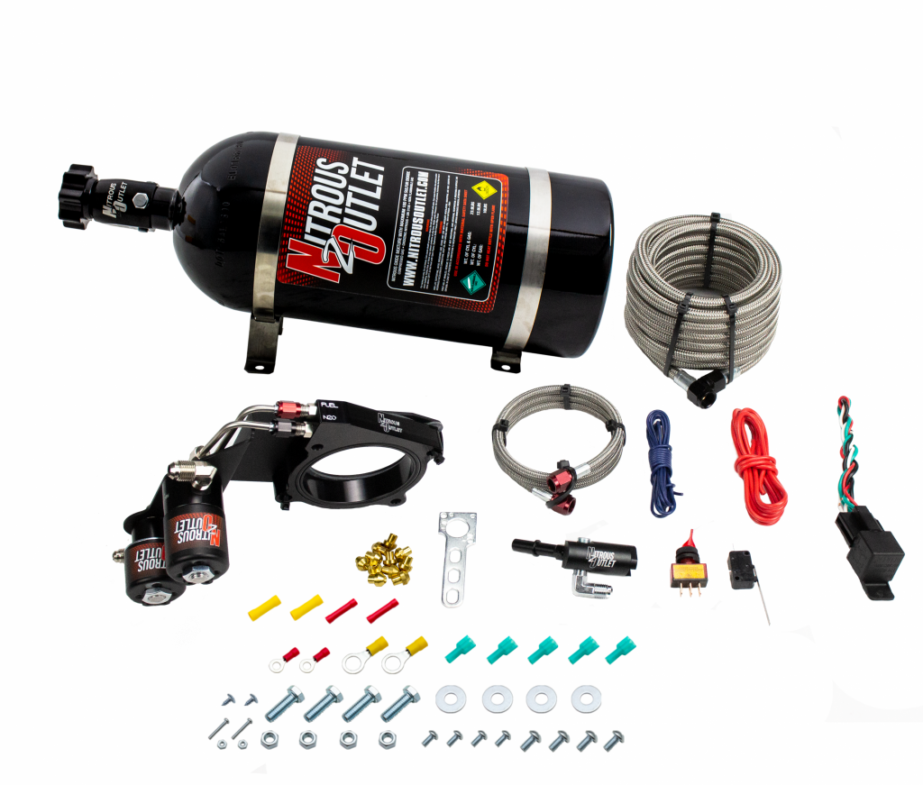 18-20 Mustang GT Hard-line Plate System Gas/E85 5-55psi 50-200 HP 10lb Bottle Ni