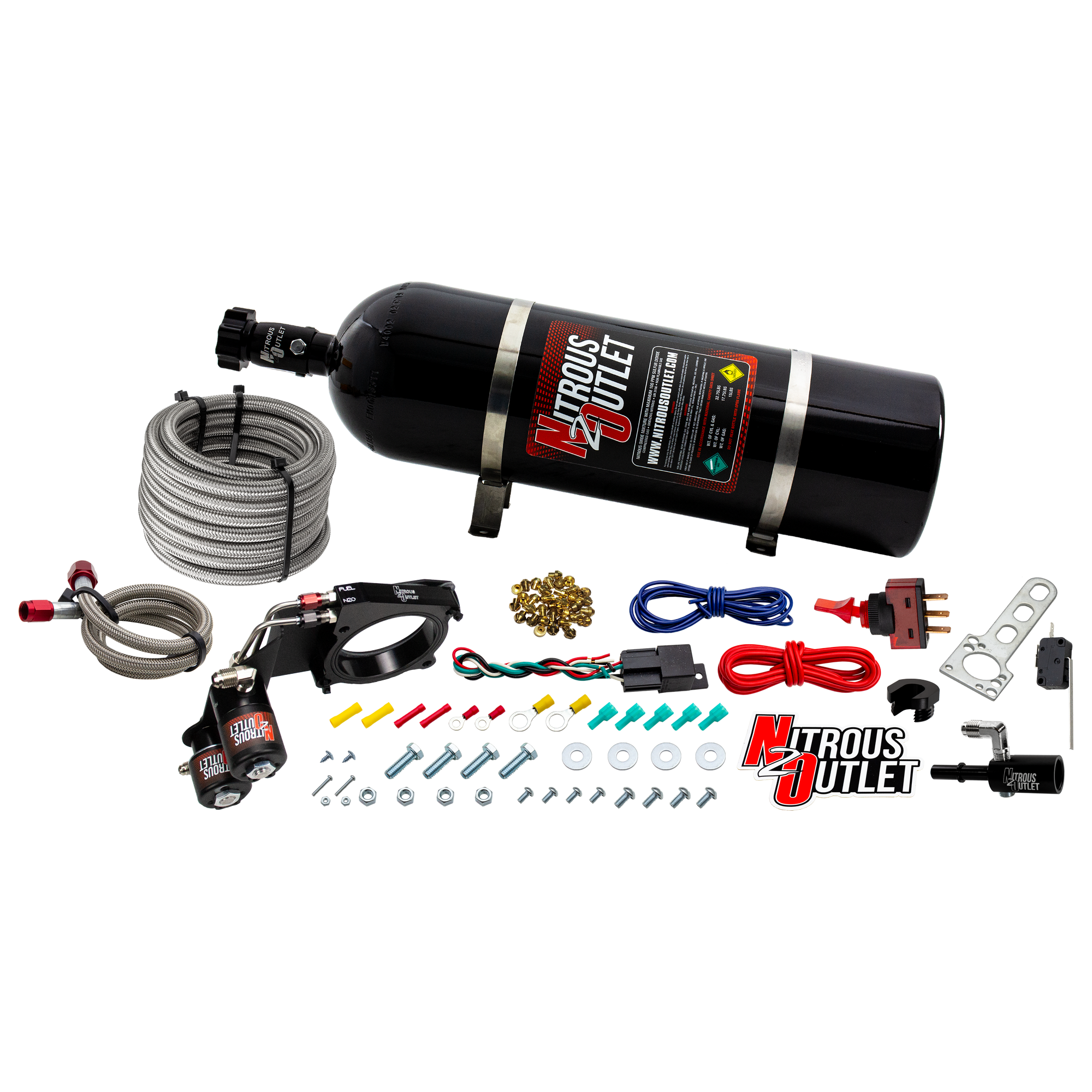 18-20 Mustang GT Hard-line Plate System Gas/E85 5-55psi 50-200 HP 15lb Bottle Ni